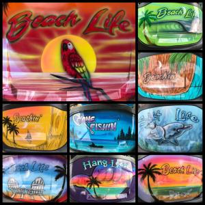 Beach Life Airbrush Golf Cart Bodies